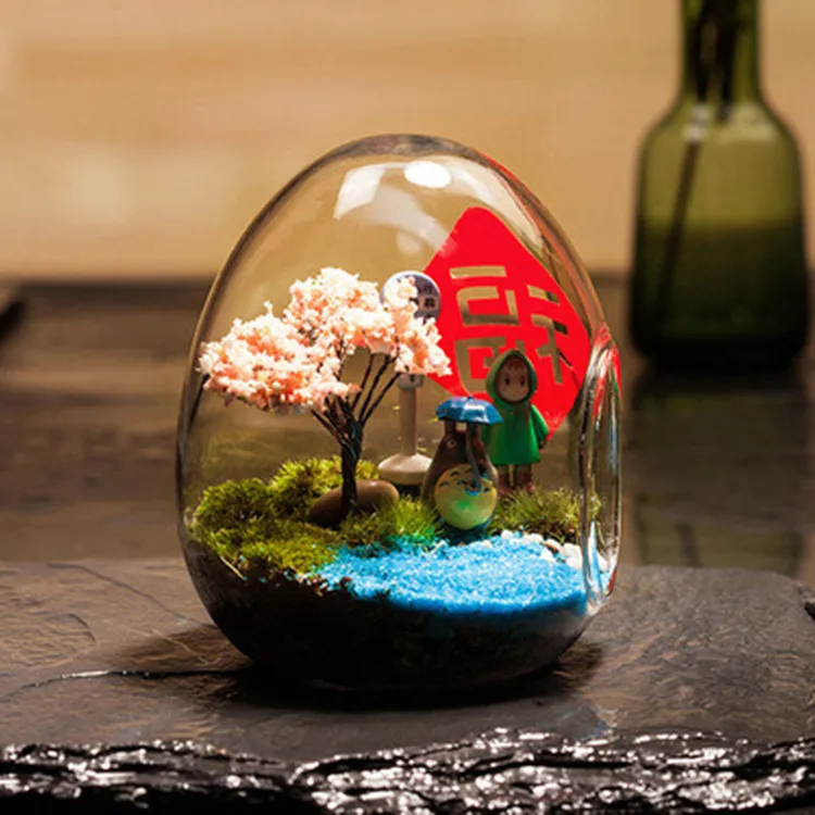 Wholesale Plant Propagation Vase Moss Glass Container Clear Handmade Micro Landscape Glass Egg Terrarium