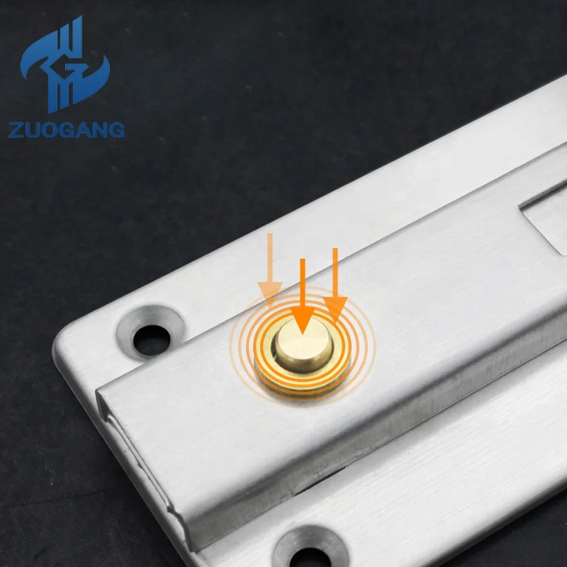 Heavy Duty Stainless Steel Security Press Button Door Slide Latch Barrel Bolt Lock Surface Mounted Modern Door Bolts
