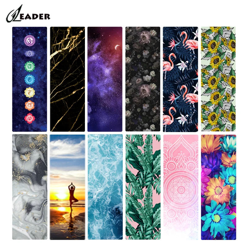 183 x 80 Wholesale Print Black Grey Gold Marble Printed Customized Eco Friendly Ecofriendly Natural Rubber Suede Yoga Mat