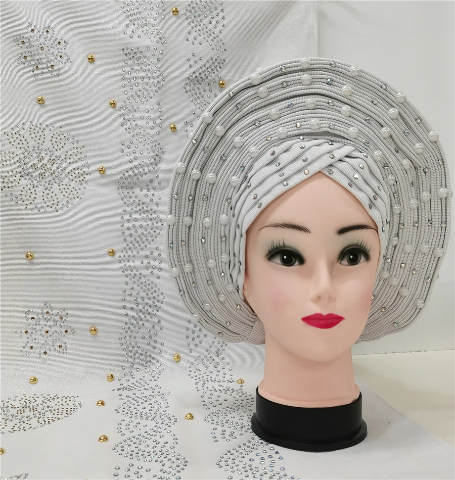 Фабричная Прямая продажа aso oke gele headtie 2022 новейшая Женская повязка на голову gele с шалью нигерийский головной убор для вечеринки