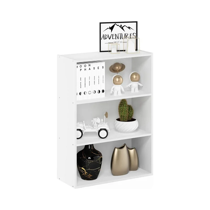 Living Room Book Multi-layer Toy and Sundry Storage Rack 3-tier Open Shelf Bookcase Floor-mounted Wooden Bedroom Furniture White