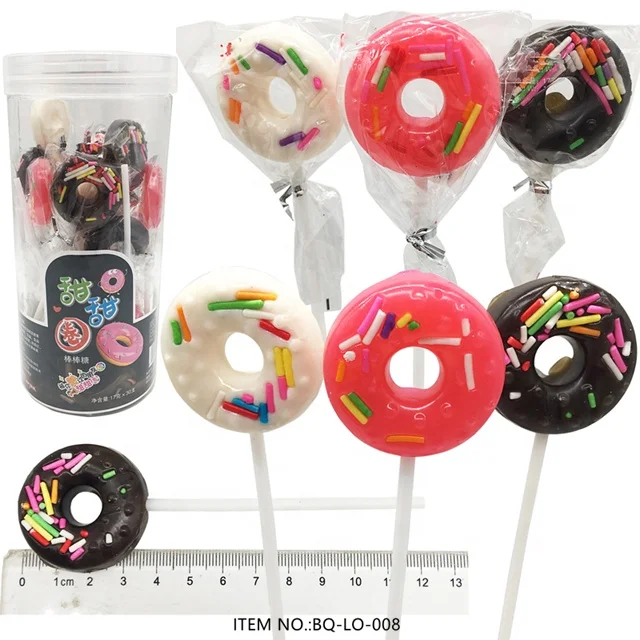 Colorful Delicious Lovely Sweet Mixed Fruit Flavor Doughnut Shape Hard Lollipop Candy