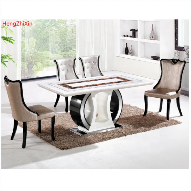 Contemporary high quality luxury modern marble dining table 6 chairs dining room furniture