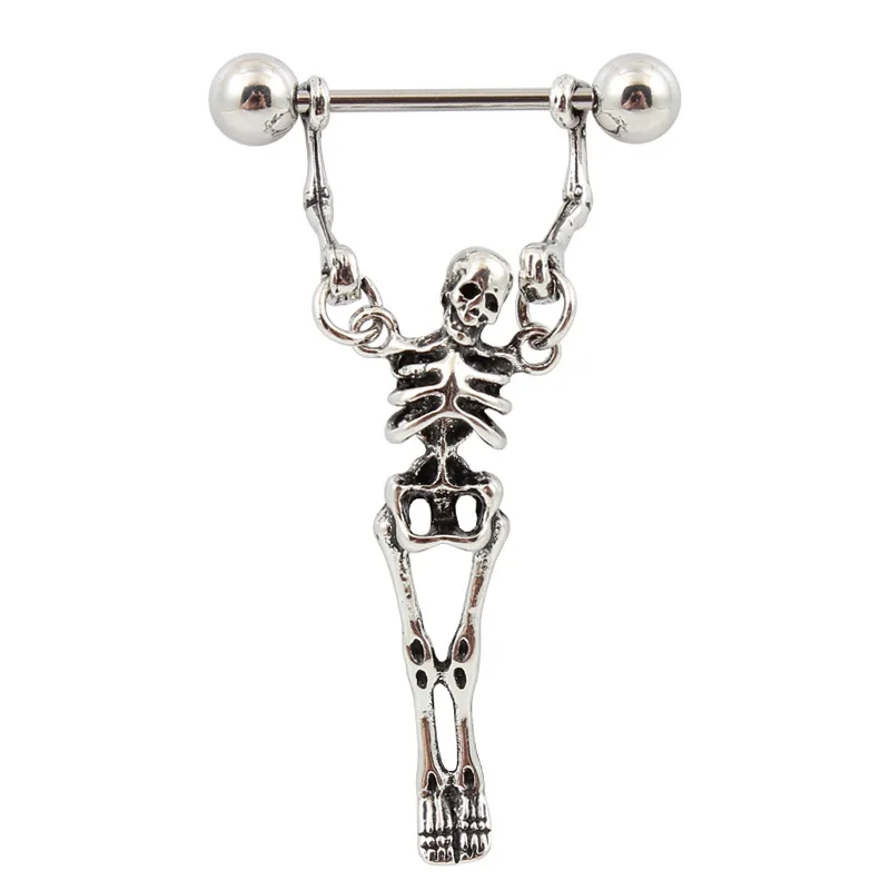 Free Lead Zinc Alloy Skull Pendant Jewelry Surgical Steel Body Jewelry Sexy Women Belly Button Navel Piercing Ring