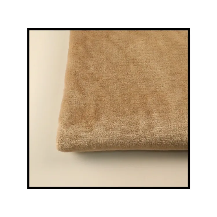 Khaki Flannel Bonded Beige Sherpa Stock Fleece Fabric Medium Thickness Blanket