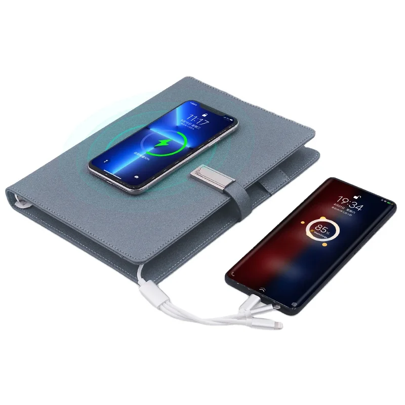 Custom Logo A5 Agenda Planner 8000 MAh Power Bank Business Notebook Charging Journal With Password Lock