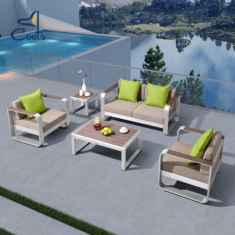 Ready to ship fabric seat  all weather aluminum patio furniture outdoor sofa