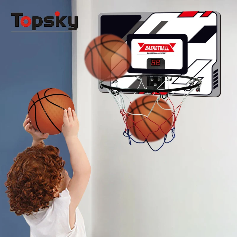 Newest Mini Training Home Plastic Basketball Hoop Kit Indoor Basketball Hoop With Electronic Scoreboard Sports Toys For Kids