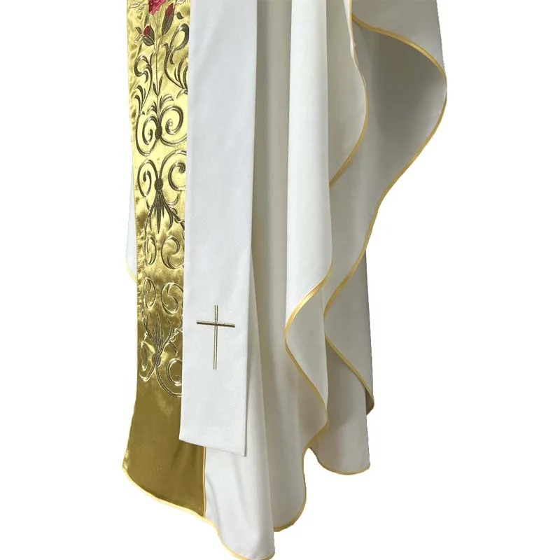 Hot sale Chasuble with Gold and Red embroidery Father Priest Chasuble with stole
