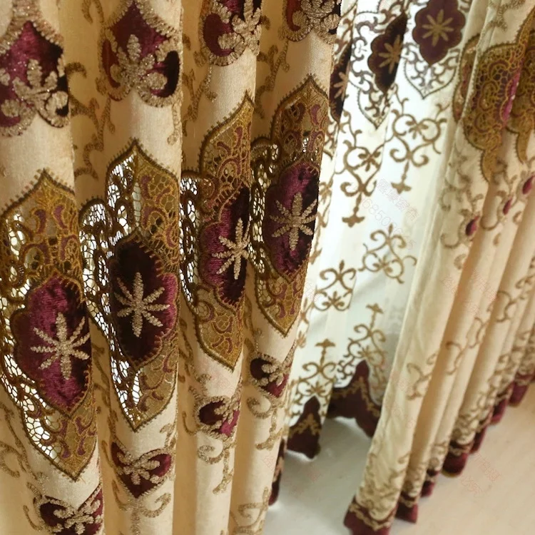 Outstanding Weave Blackout Technology Unique Hydrangea Polyester Translucent Tulle Bed Room Windows Hydrangea silk Blackout Cur