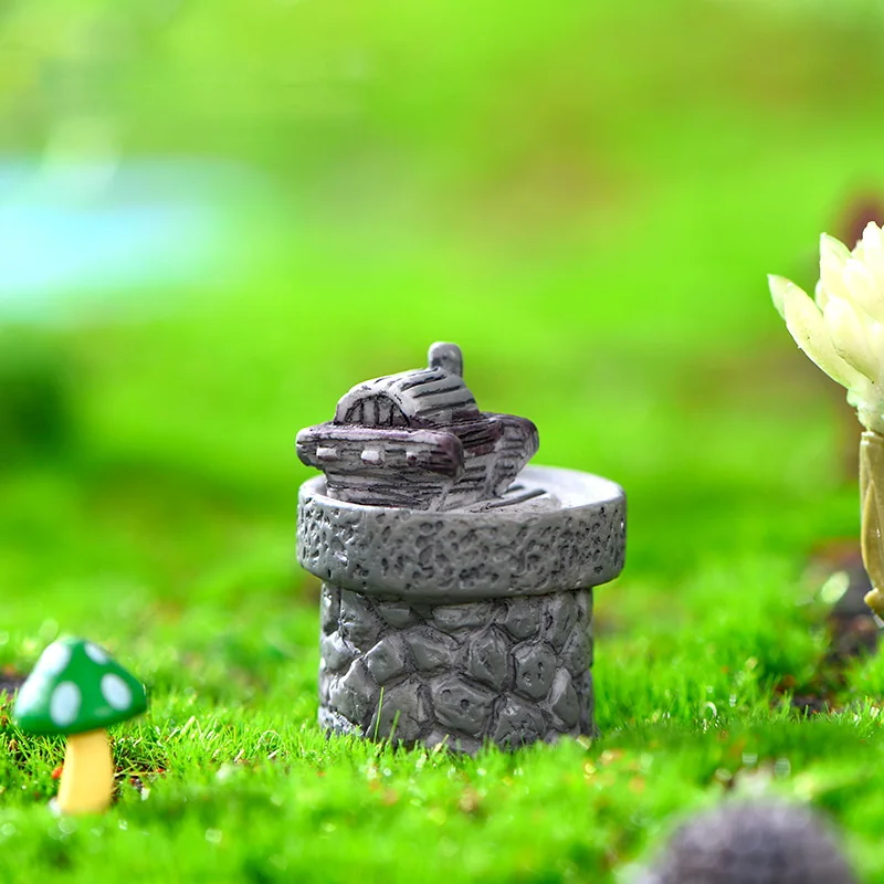 Moss Micro Landscape Figurine Simulation Retro Stone Roller Mill Model Decoration Miniature Garden Decor