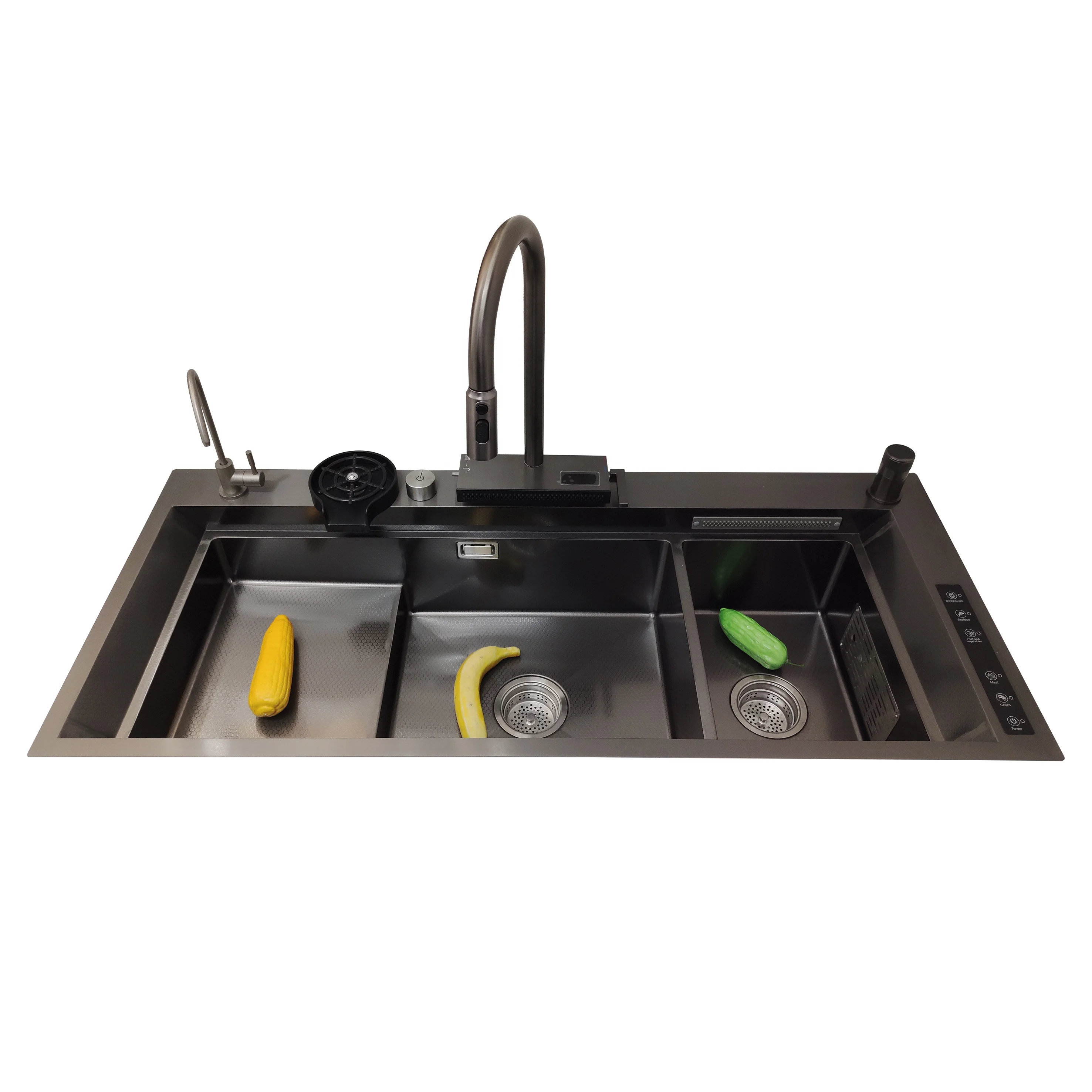 Latest Products 2024 Kitchen Sink Stainless Steel Modern Ultrasonic Water Catalyst Smart Double Bowl