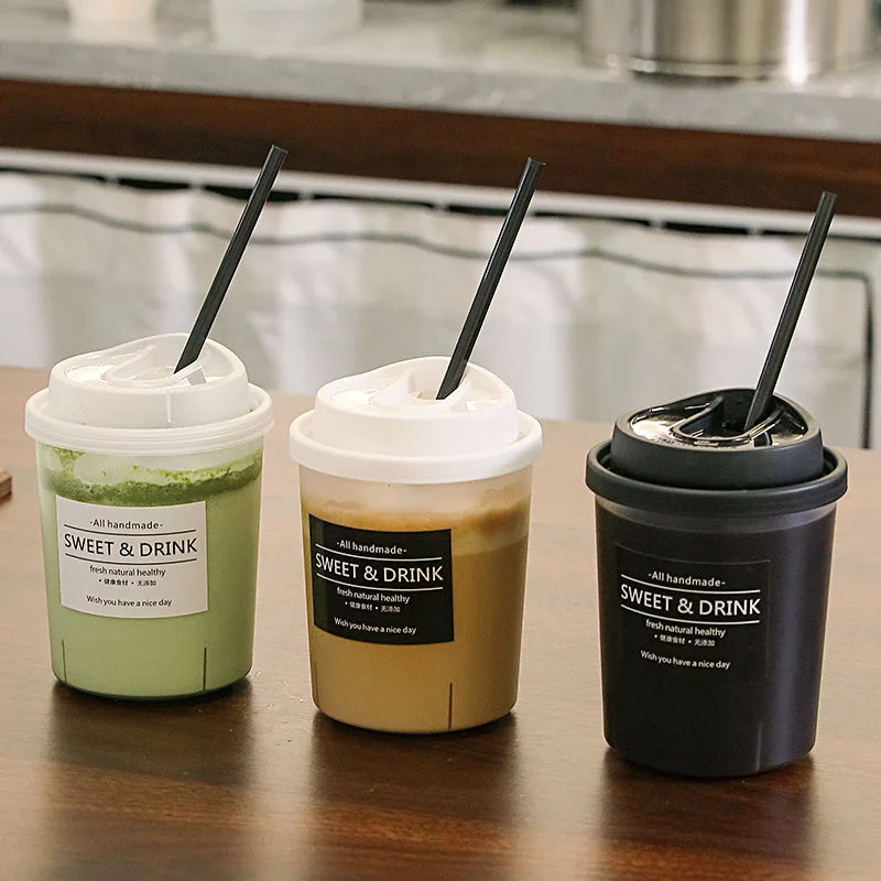 Wholesale frosted milk tea cup Fat plastic cup juice coffee smoothie drink pack disposable coffeePP plastic cup with lid