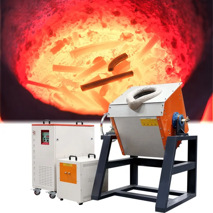 IGBT induction steel copper tilting melting furnace
