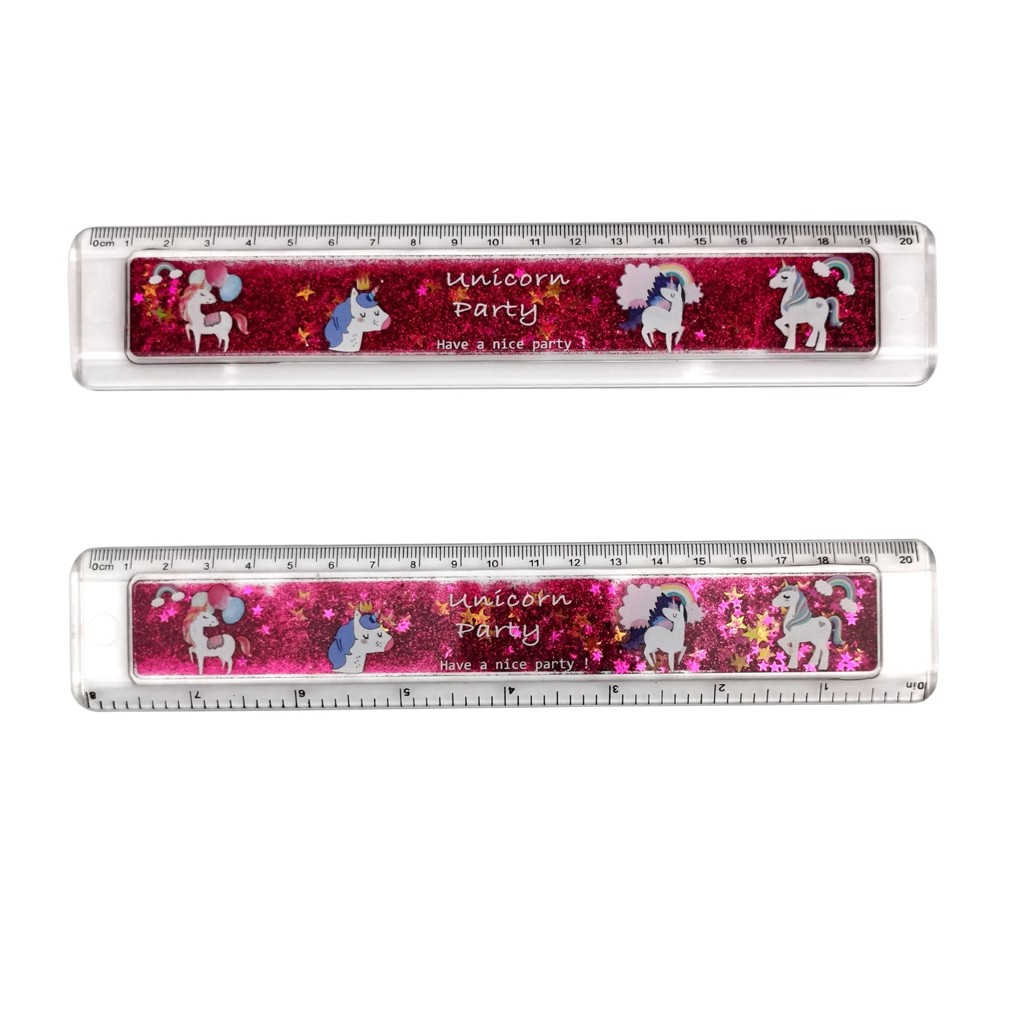 new latest popular 20cm Liquid Filled Acrylic Ruler With Glitter Sequin Inside