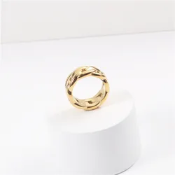 European and American titanium steel new gold thick chain ring INSTAGRAM blogger designer sense of gold plated