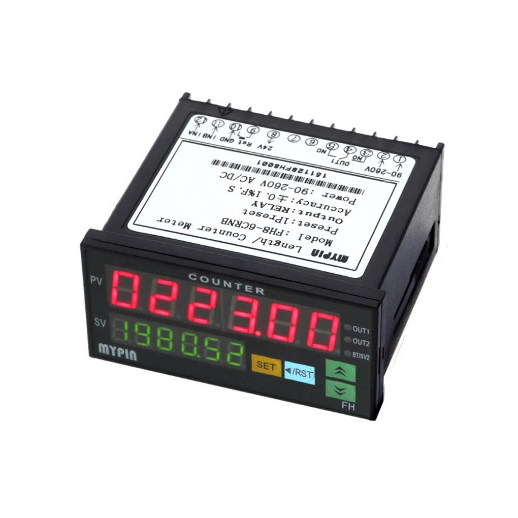 FH8-6CRNB Digital Counter Mini Electronic Length Batch Meter 1 Preset Relay Output Count Meter