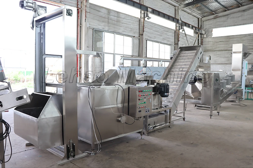 Full- automatic continuous french fries banana fryer electric gas type nut potato puffed onion snack food chips frying machine