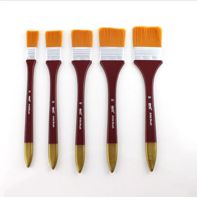Hot sale paint brush set high quality nylon flat brush professional oil painting brush