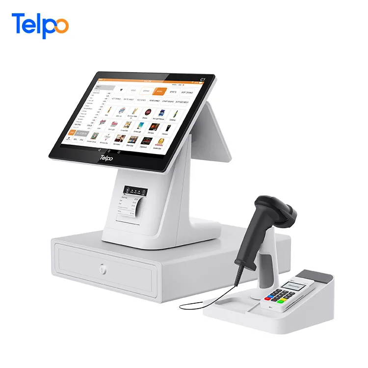 Telpo 15,6-дюймовый двойной экран POS кассовый аппарат электронный кассовый аппарат для измерения веса с термопринтером термобумага для кассового аппарата