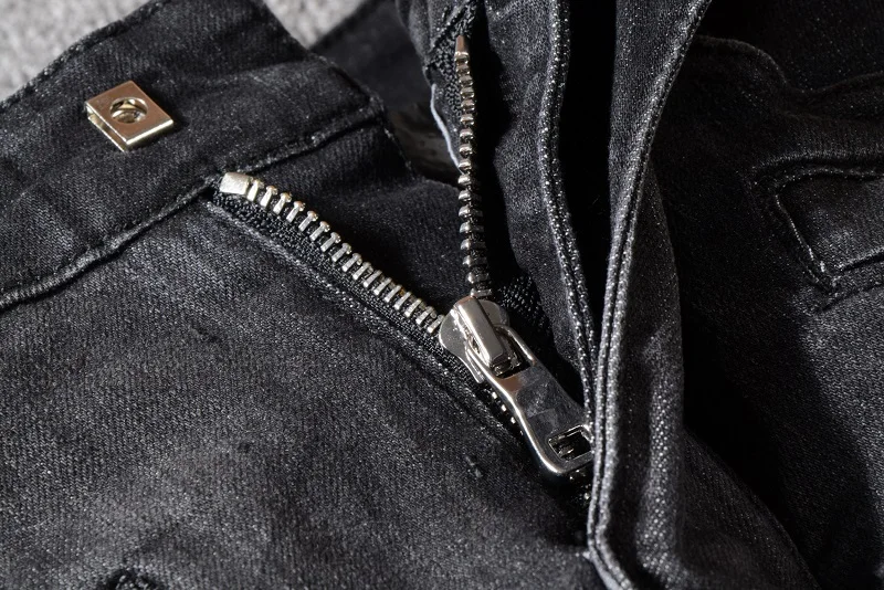 
New France Style #1057# Mens Ripped Stretch Cargo Pockets Moto Pants Washed Biker Black Jeans Slim Trousers Size 29-42 men denim  <span style=