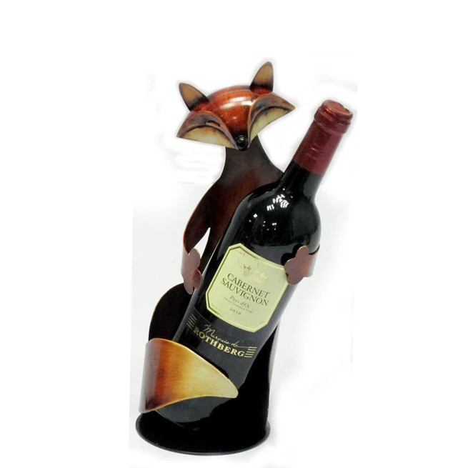 Unique Iron Fox Animal Figurine sculpture Home tabletop Decor with clock