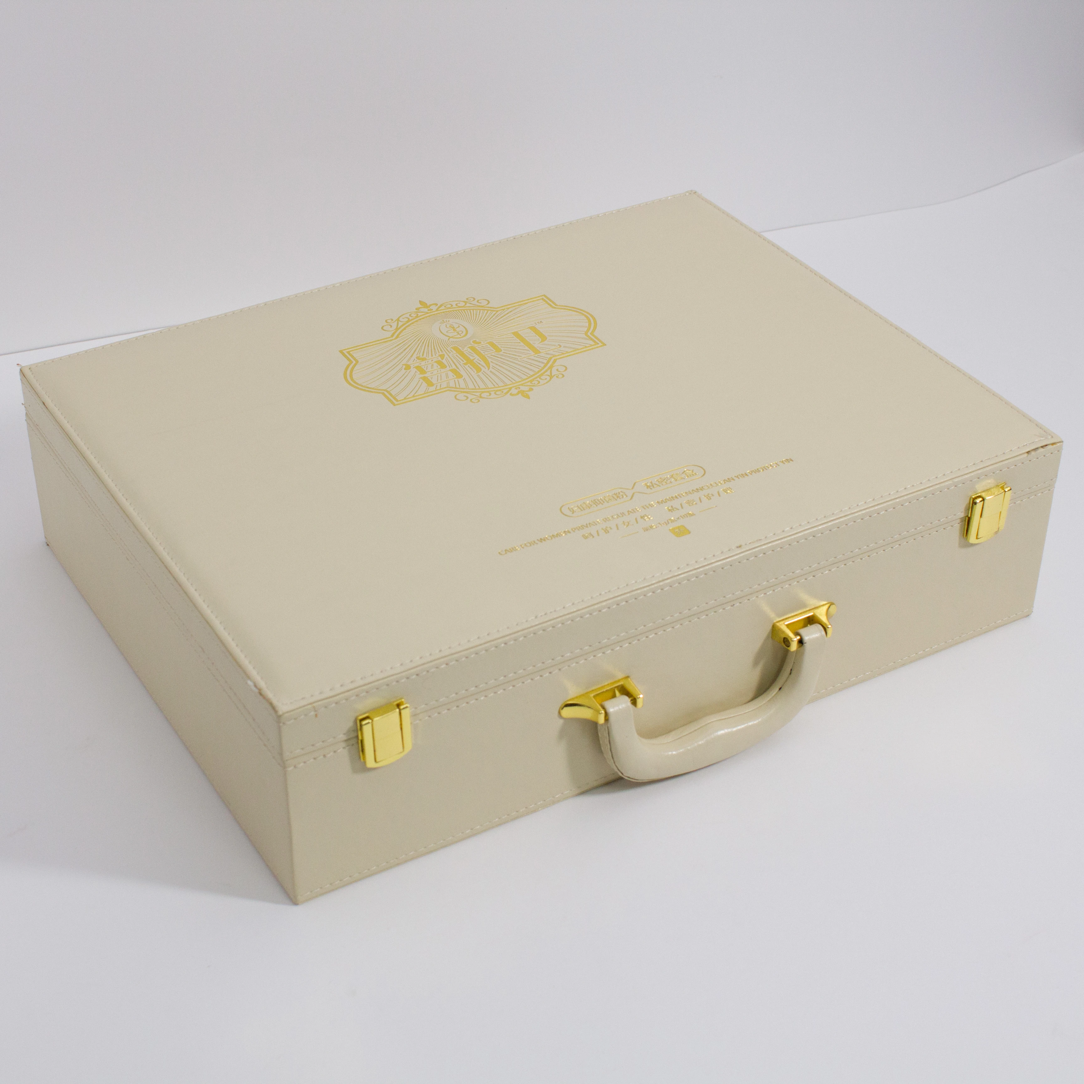 Luxury Custom Logo premium gift box Leather Skincare Set Cosmetic Case Clips Box Supplement Gift Boxes