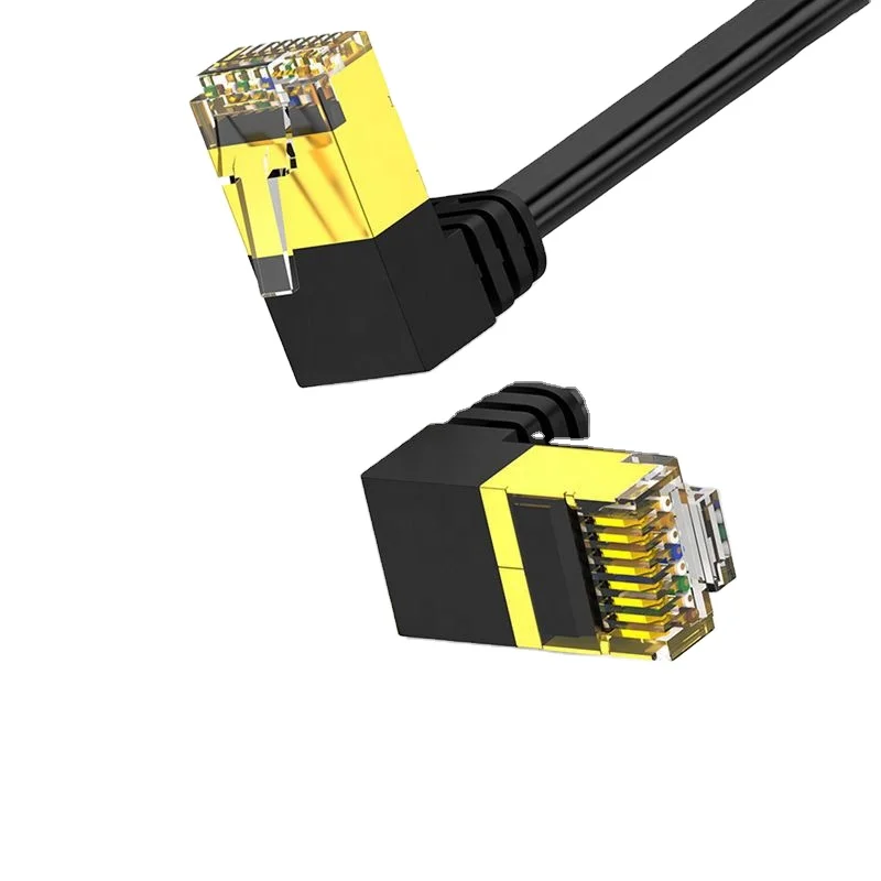 Gold-plated Cat7 Ethernet Cable RJ45 Right Angle UTP Network Cable Patch Cord 90 Degree 10G Cat7 Lan Cables