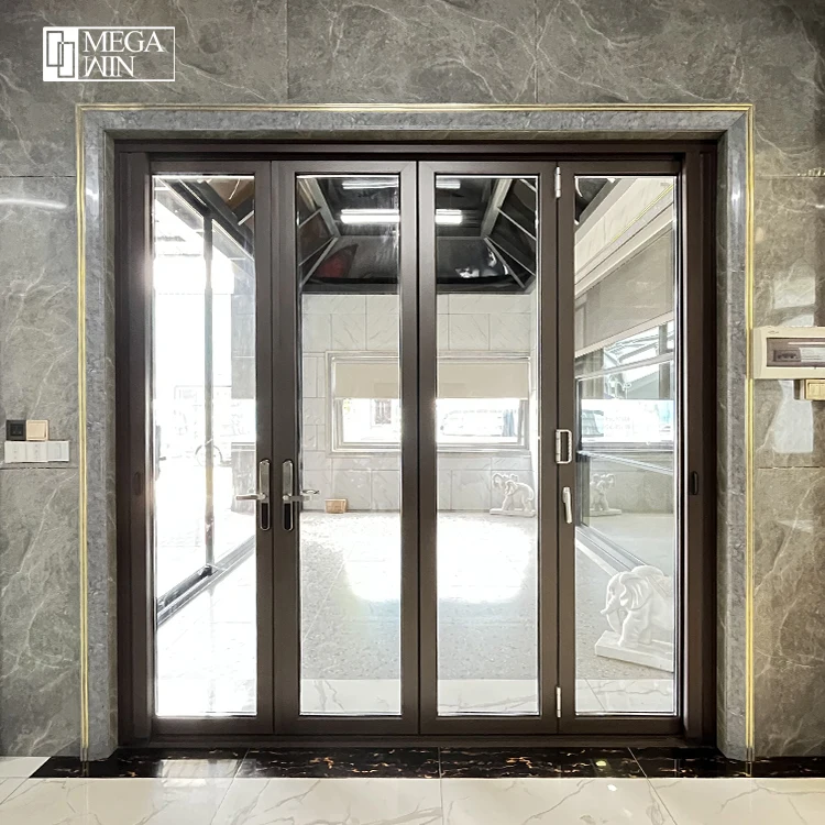 Foshan Doors And Windows Factory Price Patio Double Glazed Glass Exterior Sliding Bifold Aluminum Door