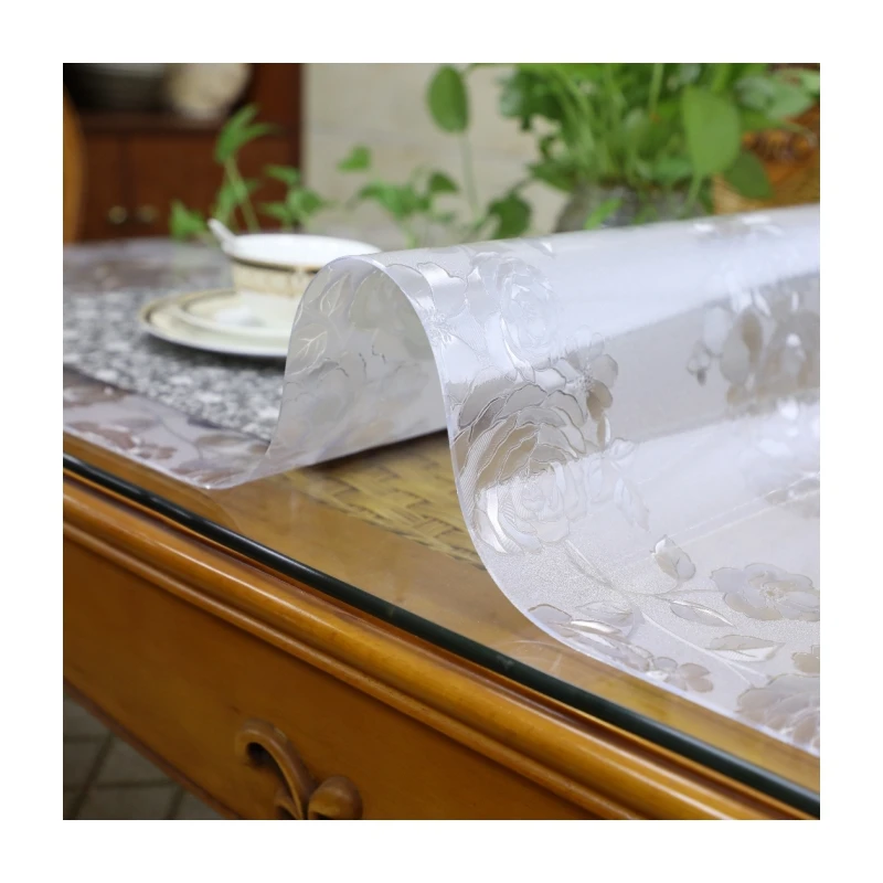 PVC Tablecloths Transparent Clear Tablecloth Plastic Soft Glass Waterproof Oilproof transparent plastic table cover