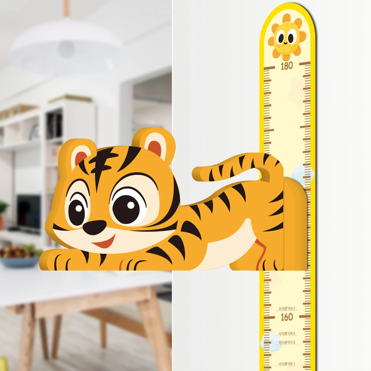 Baby Height Growth Chart Ruler for Kids Room Decor Wall Stickers 3D Movable Height Ruler Nursery Animal Wall Decals