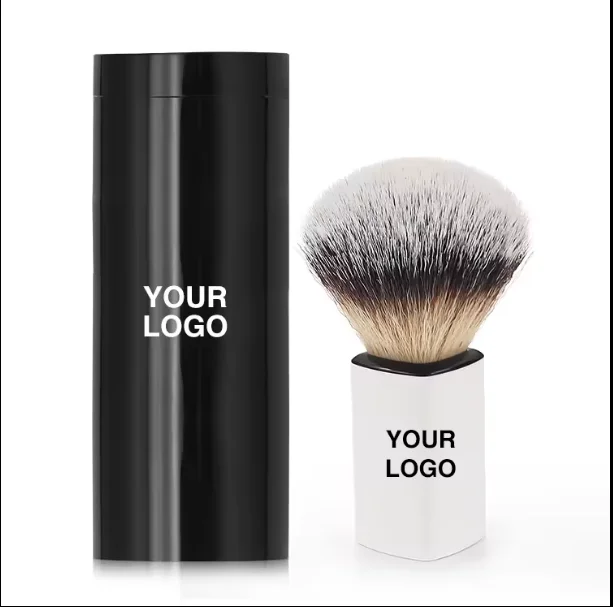 Wholesale Hot Sales Custom Logo Abs Plastic Handle Synthetic Nylon Shaving Brush Cosmetics Makeup Brush  With Portable Tube