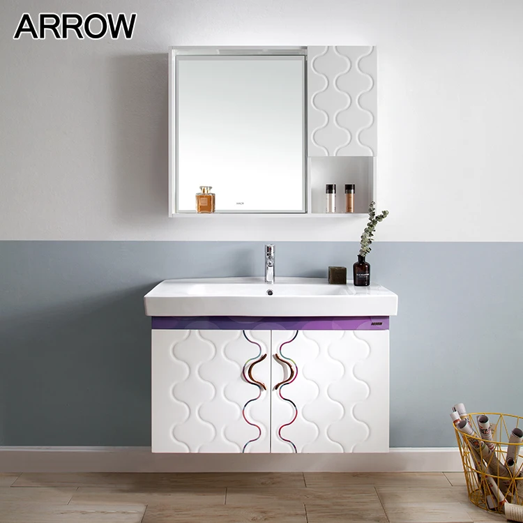 Modern Designs PVC Waterproof Bathroom Cabinet Sinks Best Quality PVC Bathroom Vanity With The Wall Mirror