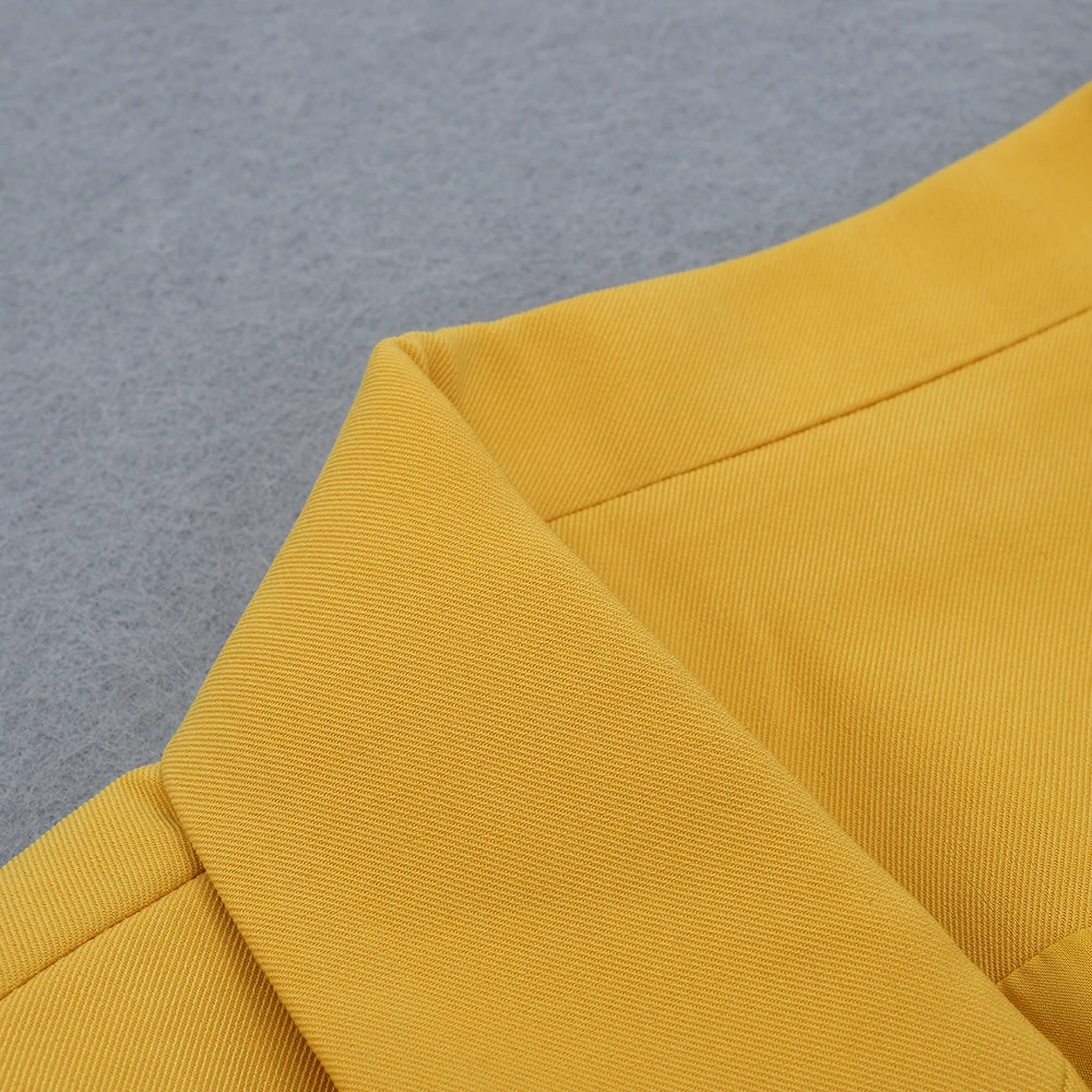 2020 New trendy polyester elegant yellow slim fit women blazer