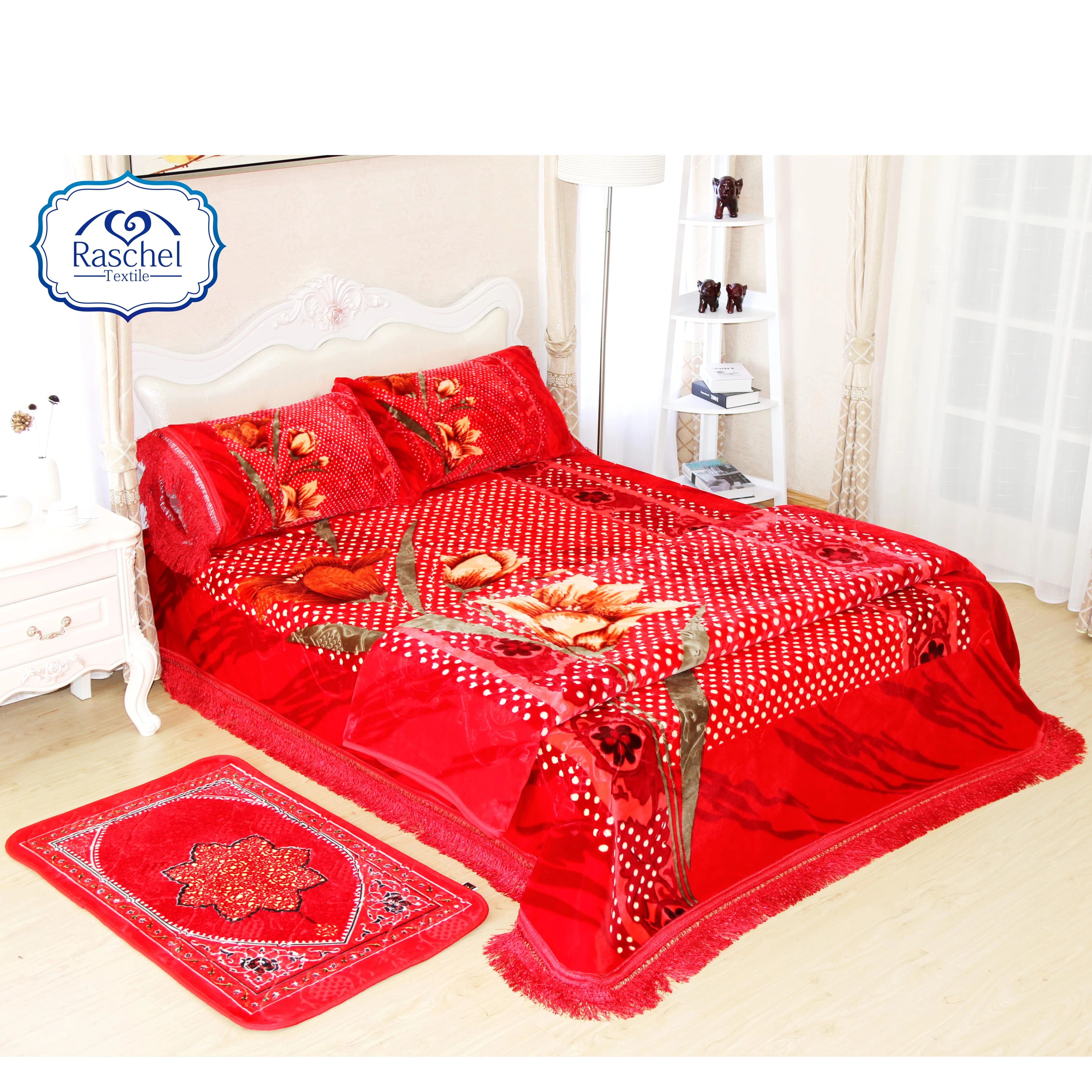 100%polyester 2ply 1side embossed 10 KG blanket super soft Raschel polyester blanket