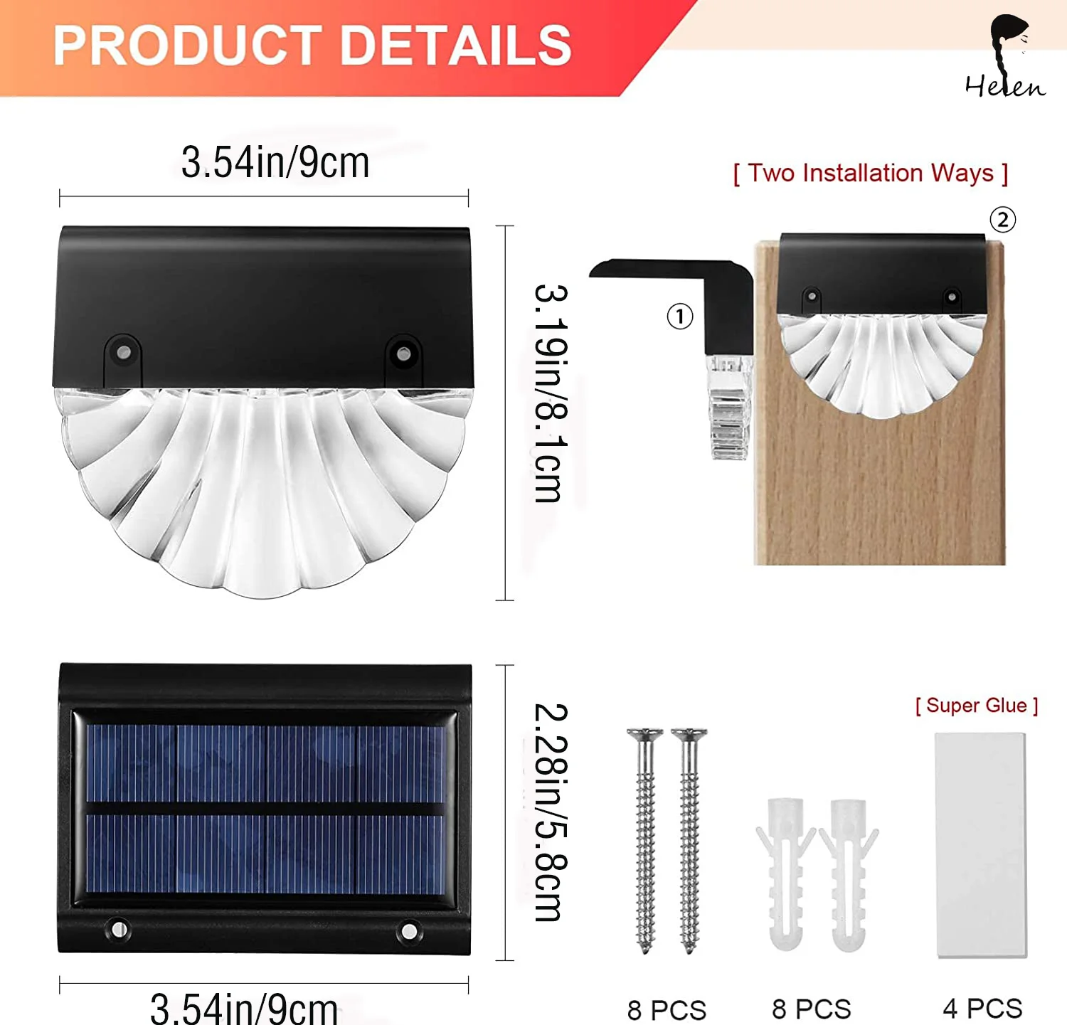 Hot sales solar deck lights, 20 sets of outdoor waterproof miniature LED step lights, used for decks, stairs