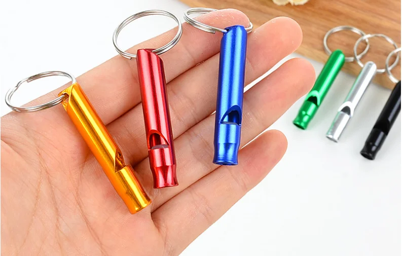 2021 new  Whistles for dogs Survival Aluminum Whistle with Black Blue Red Purple Green Key Chain Whistle