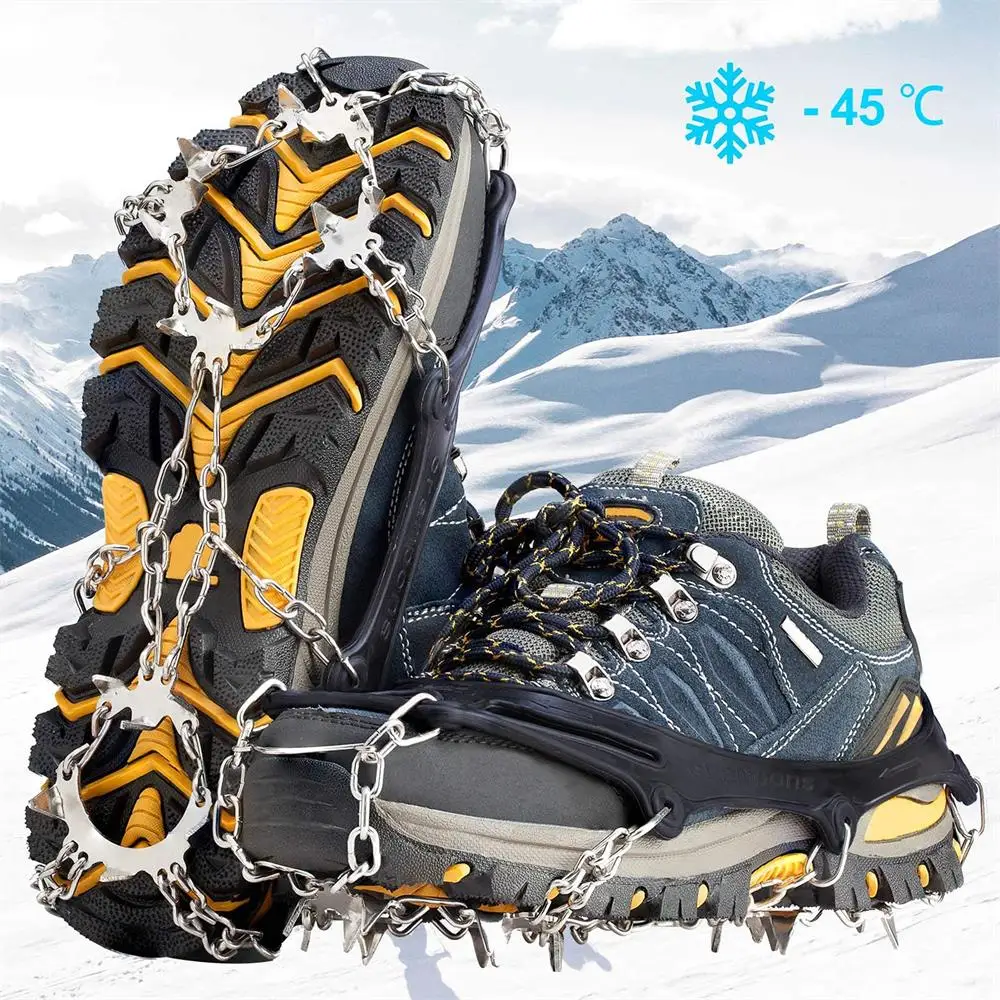 KongBo Outdoor Snow Traction Cleats  Stainless Steel Spikes & Grips  Non-Slip Ski Ice Safety Crampons for Shoes Covers S/M/L/XL