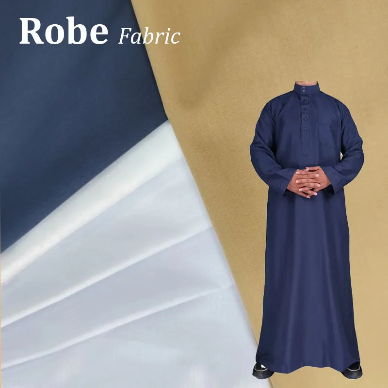 100 spun terylene polyester arab thobe fabric for men Custom supplier wholesale 100 gsm soft and breathable
