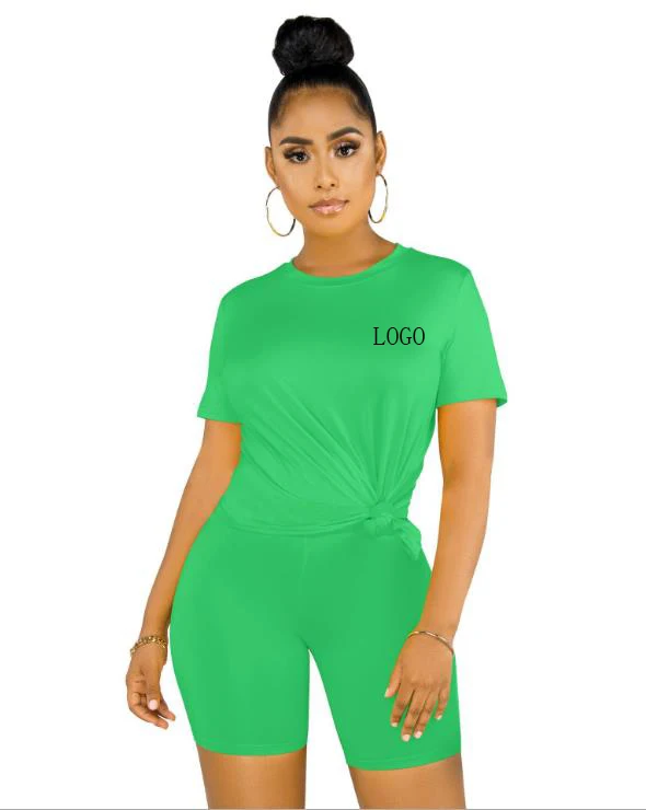 2022  Custom Logo  Over Size  Women Clothing Solid 2 Piece Set Women Shorts Set Outfit Women 2-pieces Set