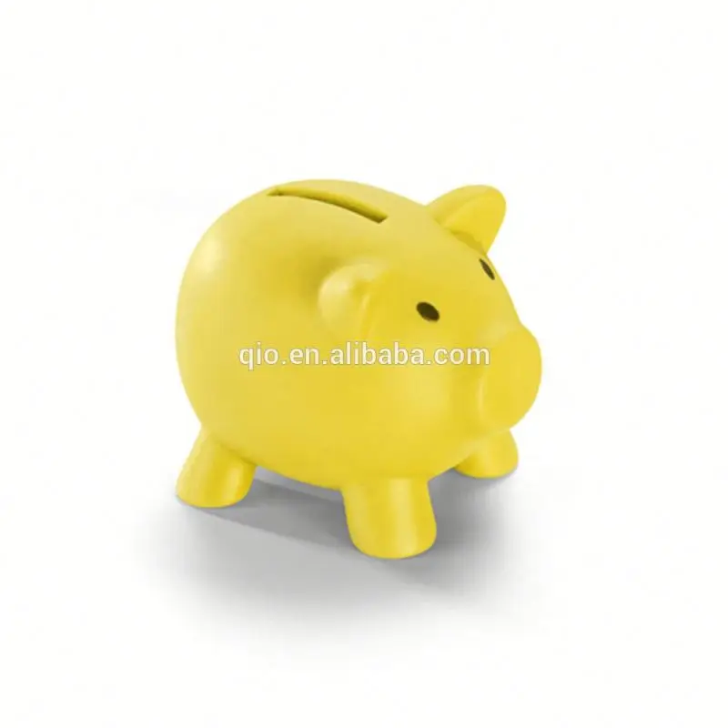 piggy shaped plastic pvc coin bank and money box coin can with bottom lid