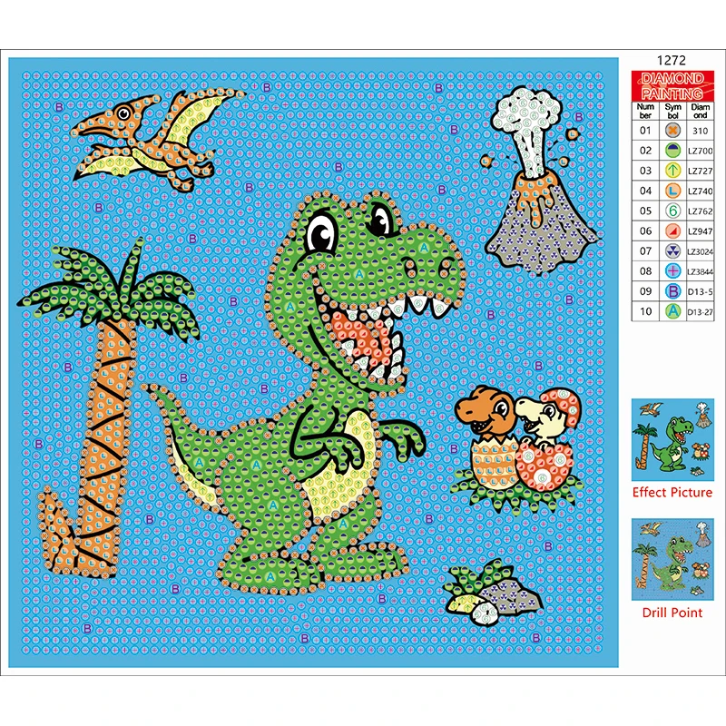 
Hot Sell Cartoon Dinosaur diamond painting Cross Stitch 5d Diamond Painting For Kids Gift 