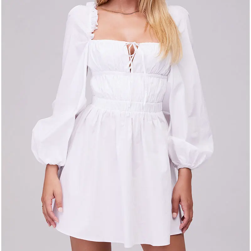 INNOVATE WHITE GATHERED OPEN BACK MINI DRESS low cut back mini dress