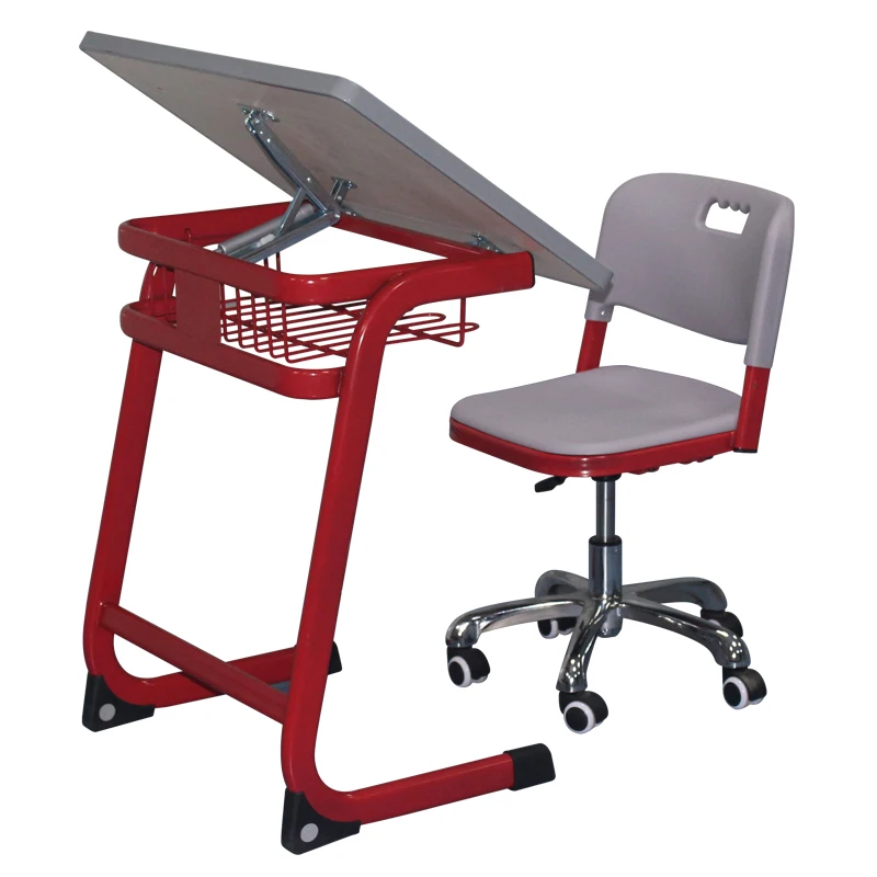 Wooden Adjustable Teenage Engineering Drawing Table Chairs for College Students
