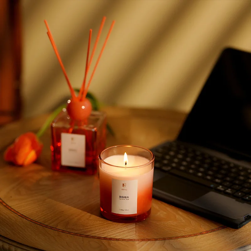 Wedding Decoration Essential Oil Home Gradient Color Aromatherapy Diffuser Gift Set Fragrance Candle