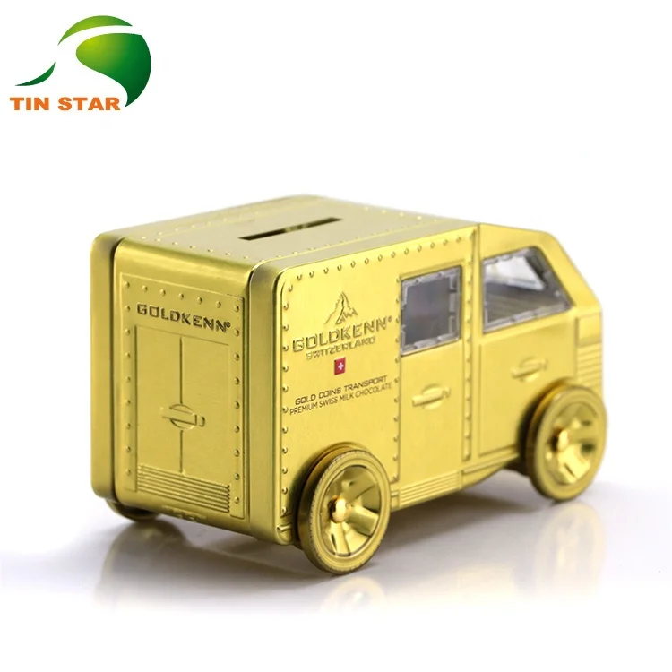 Factory Manufacturer Custom Metal Packaging Car Shape Gift Money Bank Tin With Slot