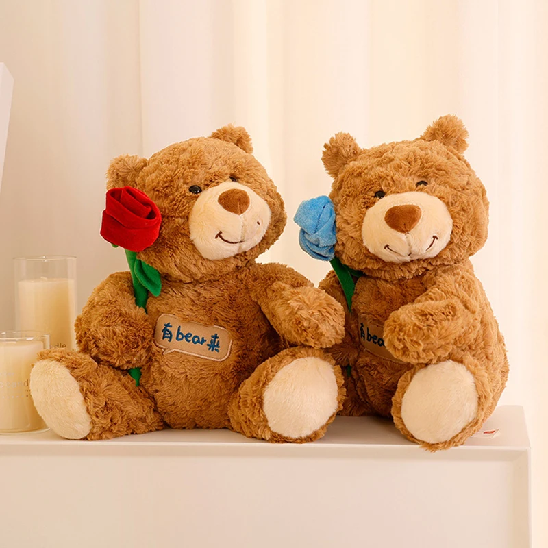 New different colors rose teddy bear plush toy Cute Kawaii girl bedside top hat birthday teddy bear doll