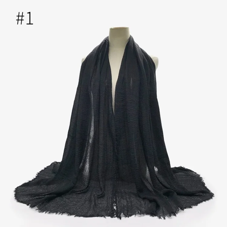Factory Price Lightweight Breathable Shawl Scarf Ring Velvet TR Cotton Crepe Solid Color Shemagh Veil Ghutra Hijab