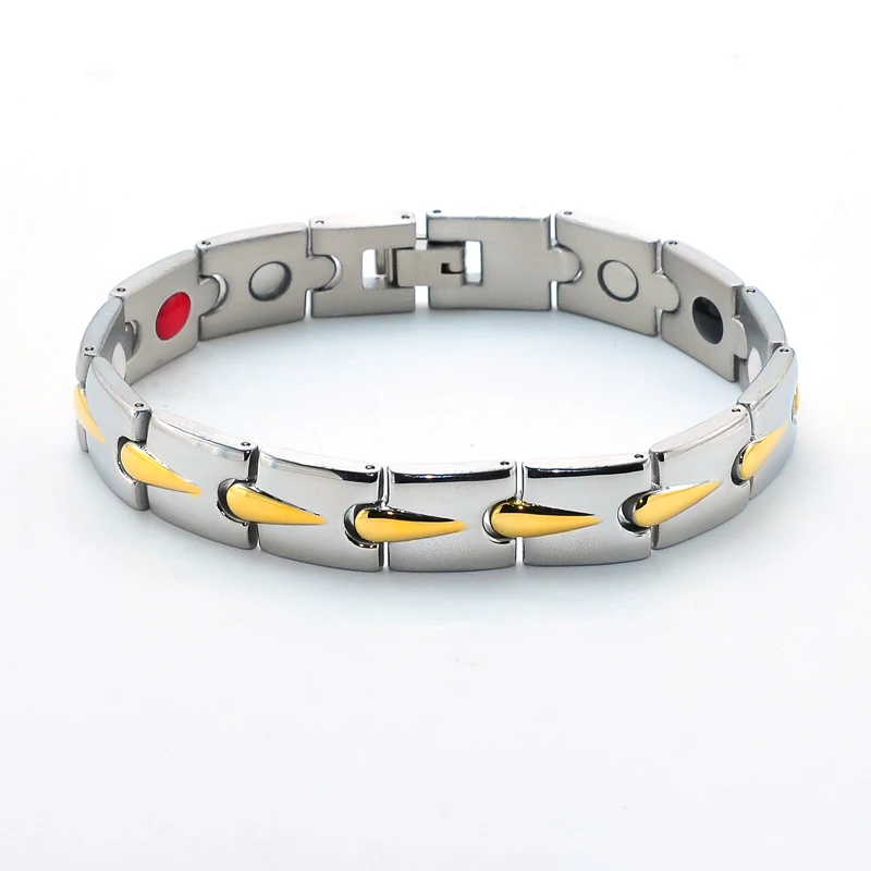 Titanium Steel Women Man Gold Plated Health Care Therapy Bracelet Health Energy Magnetic Negative Ion Bracelet Jewelry