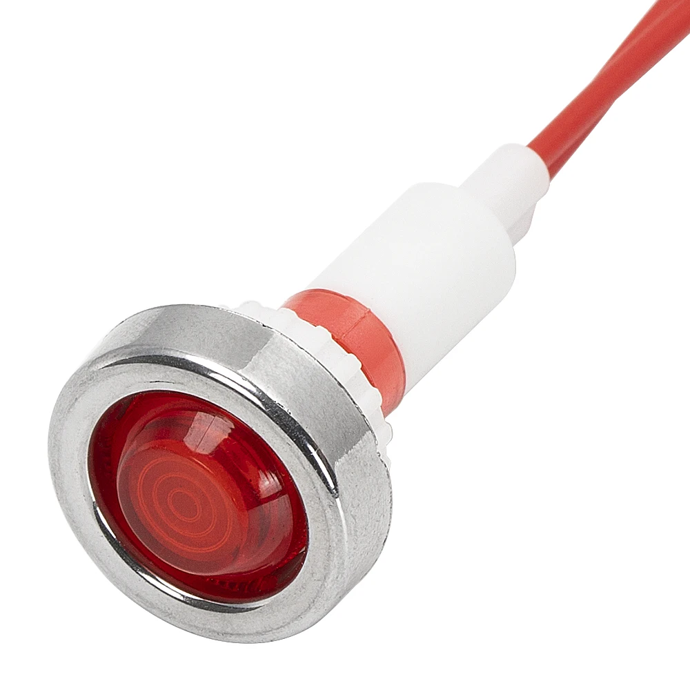 10MM Plastic 220V Red Indicator Light Wire Lead Indicator Telltale Light With Wire 12V Led